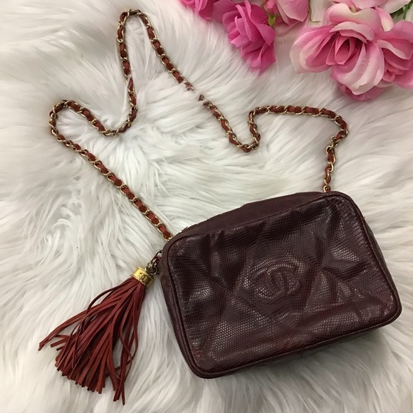 Vintage Chanel Lizard Quilted Camera Bag - Picture 1 of 16